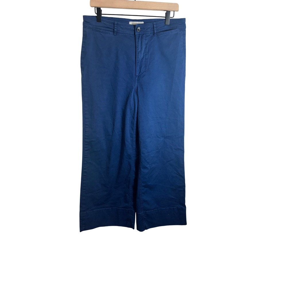 Everlane Womens Blue Wide Leg Crop High Rise Cotton Stretch Chino Pants Size 10